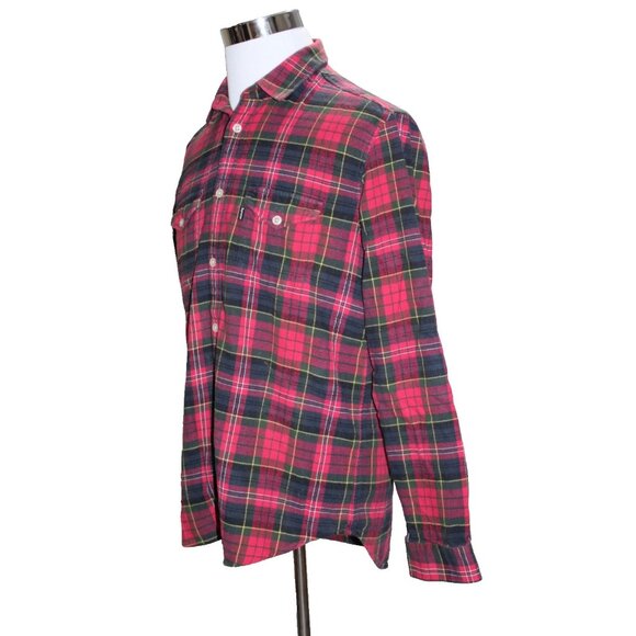 SUPREME Plaid Flannel Shirt FW22 Men's L Button Down Collared Tartan Plaid Red - Picture 3 of 9